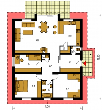 Půdorys přízemí - BUNGALOW 15